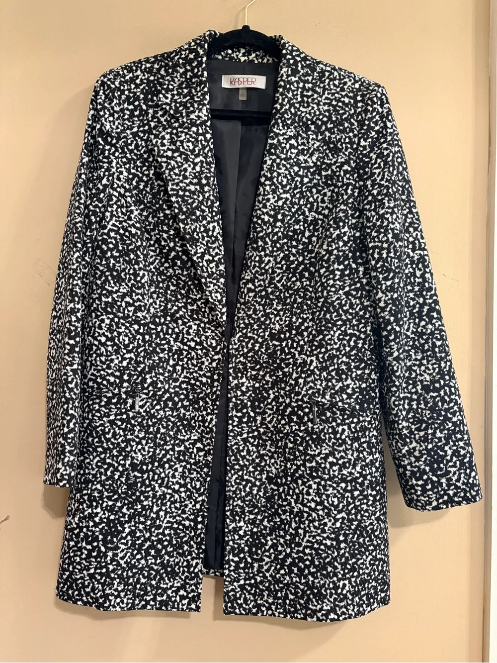 Kasper Women's Black & White Patterned Long Blazer size 12